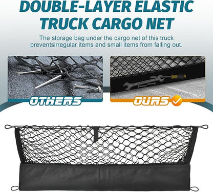 Envelope Style Trunk Cargo Net Compatible with Toyota RAV4 2015 2016 2017 2018,Highly Elastic Trunk Cargo Net for SUV RAV4 Accessories, Upgraded Storage Bag & Heavy Duty Carabiners