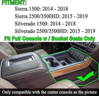 JKCOVER Center Console Organizer Compatible with Chevy Silverado/GMC Sierra 2014 2015 2016 2017 2018 1500/2500/3500HD Accessories Console Compartment Storage Tray -Full Console w/Bucket Seats ONLY