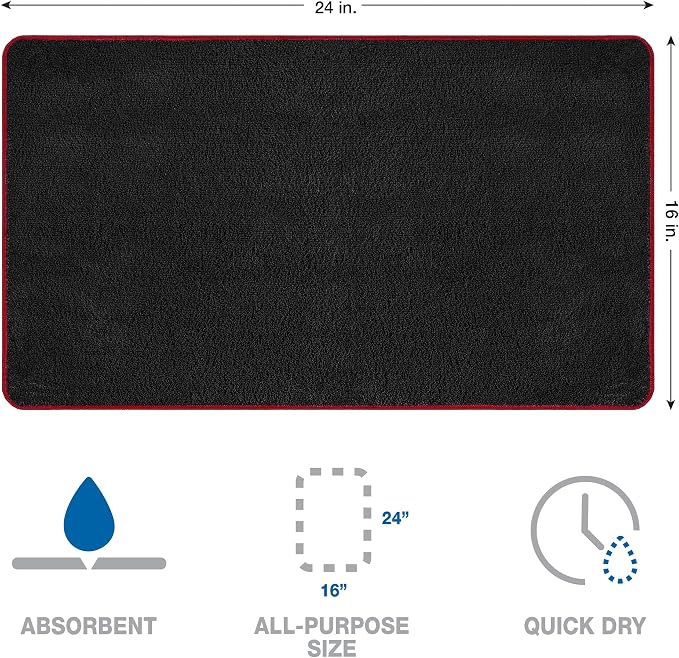 Detailer's Preference Dual Pile 400 GSM Microfiber Towels with Red Trim, All-Purpose Terry Weave Cleaning Cloths for Auto, Home, Boat, Scratch-Free & Reusable, 16x24 Inches, 12-Pack
