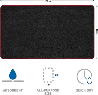 Detailer's Preference Dual Pile 400 GSM Microfiber Towels with Red Trim, All-Purpose Terry Weave Cleaning Cloths for Auto, Home, Boat, Scratch-Free & Reusable, 16x24 Inches, 12-Pack