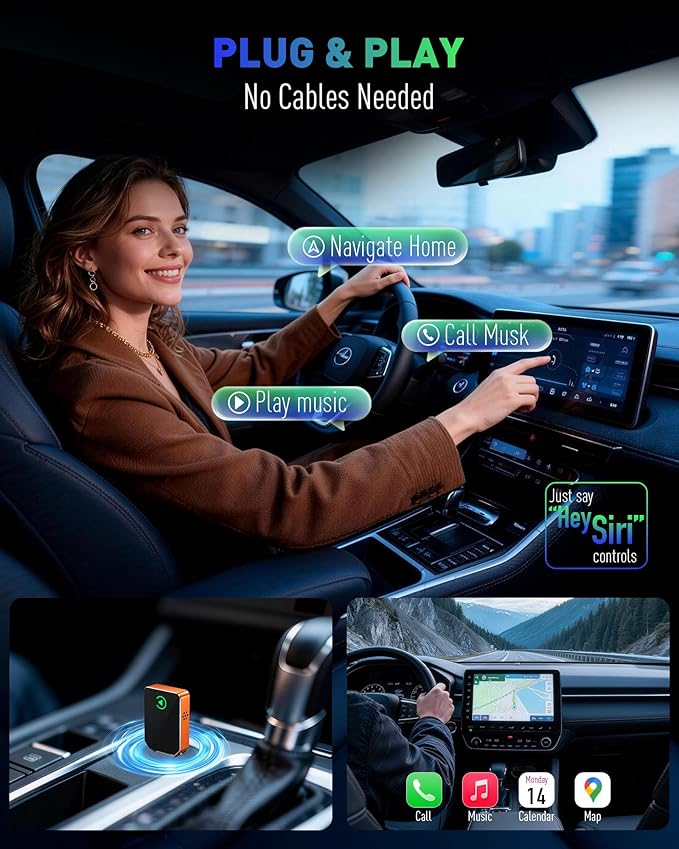 SPIRITIME Wireless CarPlay Adapter for iPhone, 2026 Upgraded 2-in-1 Android Auto CarPlay Wireless Adapter, Convert Wired to Wireless, Fast & Stable, Plug & Play