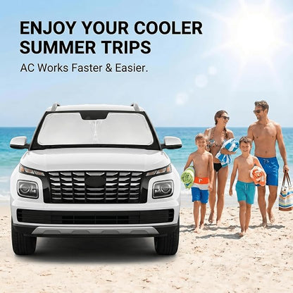 Windshield Sun Shade for Hyundai Venue 2020-2024 2025 Sunshade Front Window Shade Custom Fit Venue Accessories Sun Visor Foldable Shade Blocks UV Rays Accessories