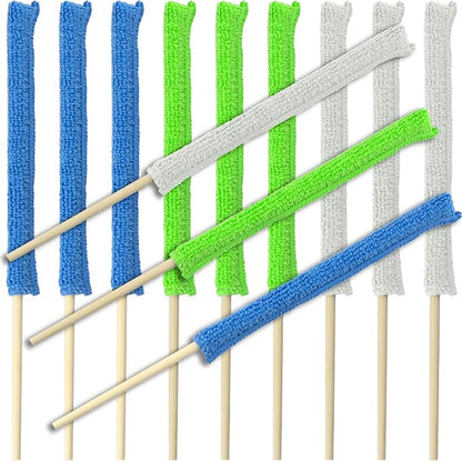 12 Pcs Microfiber Detail Duster Sticks Crevice Cleaning Brush Microfiber Stick Duster Mini Detail Dusters for Cleaning Home, Keyboards, Car Window The Small Spaces