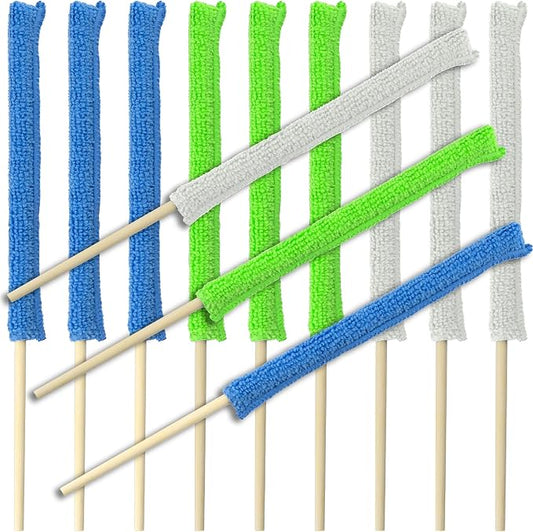 12 Pcs Microfiber Detail Duster Sticks Crevice Cleaning Brush Microfiber Stick Duster Mini Detail Dusters for Cleaning Home, Keyboards, Car Window The Small Spaces