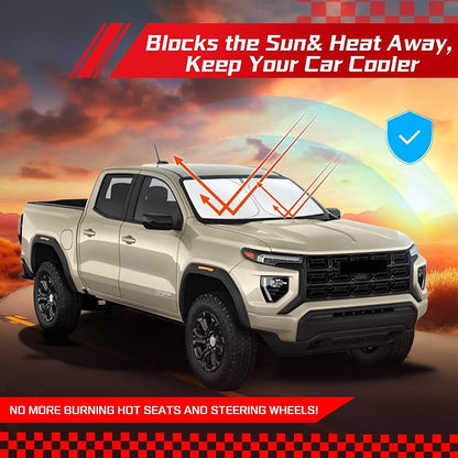 ARISMOTOR Windshield Sun Shade for GMC Canyon 2023-2025 2026, Custom Fit Foldable Front Window Sunshade Sun Visor Protector, Block UV Rays Keep Your Car Cooler