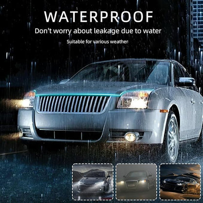 Car Hood Light Strip, 59 Inches Waterproof Flexible LED Strip, Dynamic Scan Start Up Car Daytime Running Lights, Universal Auto Exterior Decor Accessories for Most Vehicles (ice blue, 59 Inches)
