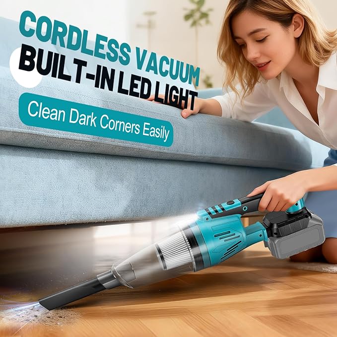 Cordless Vacuum Cleaner Compatible with Makita 18V Battery, Handheld Battery Powered Vacuum Portable Vacuum for Home, Car, Pet Hair, with 4-in-1 Nozzles & 3 HEPA Filter, No Batteries