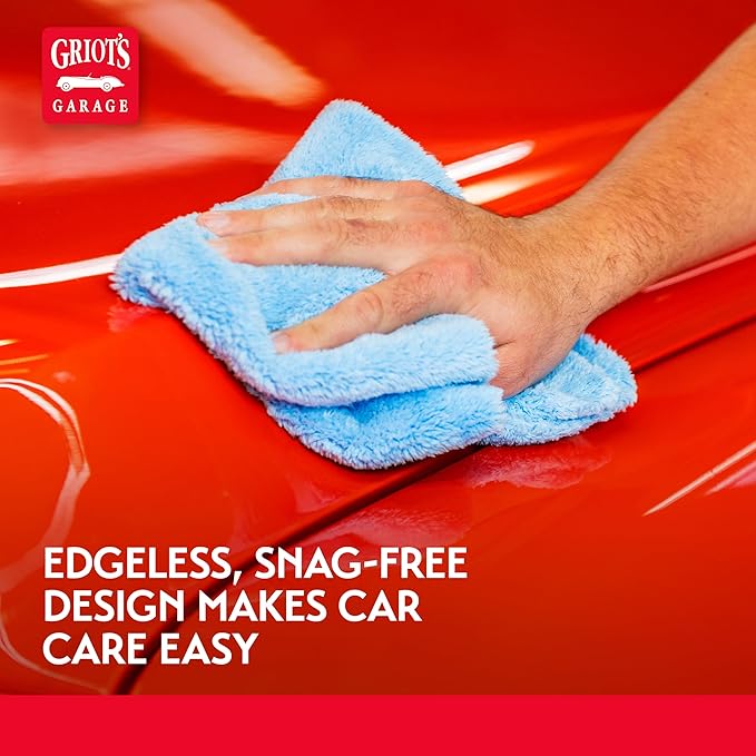 Griot's Garage Microfiber Plush Edgeless Towels, for Car Cleaning, Detailing and Polishing, Scratch-Free, 16” x 16”, Set of 6, 14901