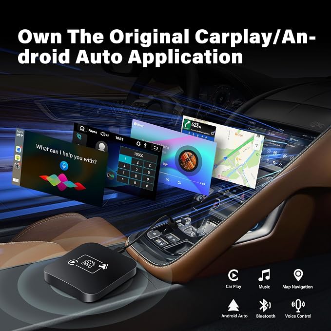 Wireless CarPlay Adapter 2 IN 1 Plug and Play Wired to Wireless Car Play Adapter Android Auto Dongle, Aux Compatible All Car Models Smart Carplay Box Support iPhone 6+/iOS 10+/Android 11.0+