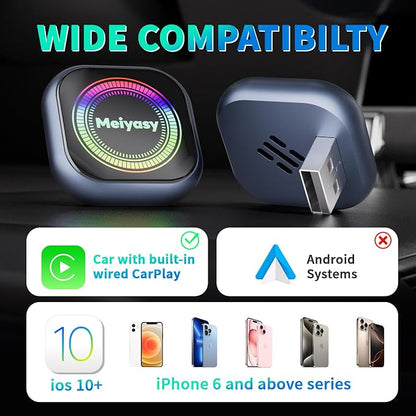 2026 Upgraded Wireless CarPlay Adapter for iPhone, Compact Mini Metal Shell Design Small Size, (New Update) Plug and Play, Fast and Stable Connection CarPlay Adapter for Apple iOS ＆Android (Navy Blue)