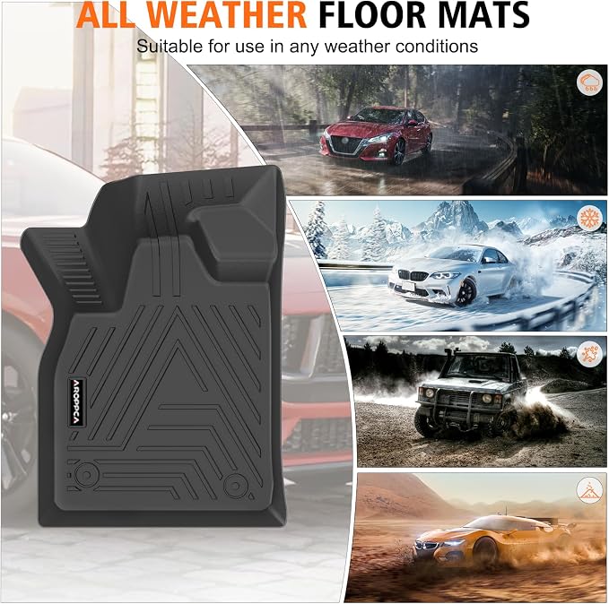 All Weather Floor Mats Cargo Liner for Ford Mustang Mach E 2021-2025 (NOT for Ford Mustang), TPE Rubber Floor Liners Anti-Slip Full Set Mats with Door Sill Protectors for 2025 Mach E Accessories