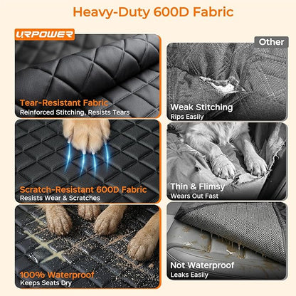 URPOWER Dog Car Seat Cover for Pets 100% Waterproof Seat Cover Hammock 600D Heavy Duty Scratch Proof Nonslip Durable Soft Back Seat Covers for Cars and SUVs