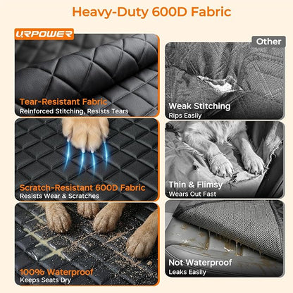 URPOWER Dog Car Seat Cover for Pets 100% Waterproof Seat Cover Hammock 600D Heavy Duty Scratch Proof Nonslip Durable Soft Back Seat Covers for Cars Trucks and SUVs