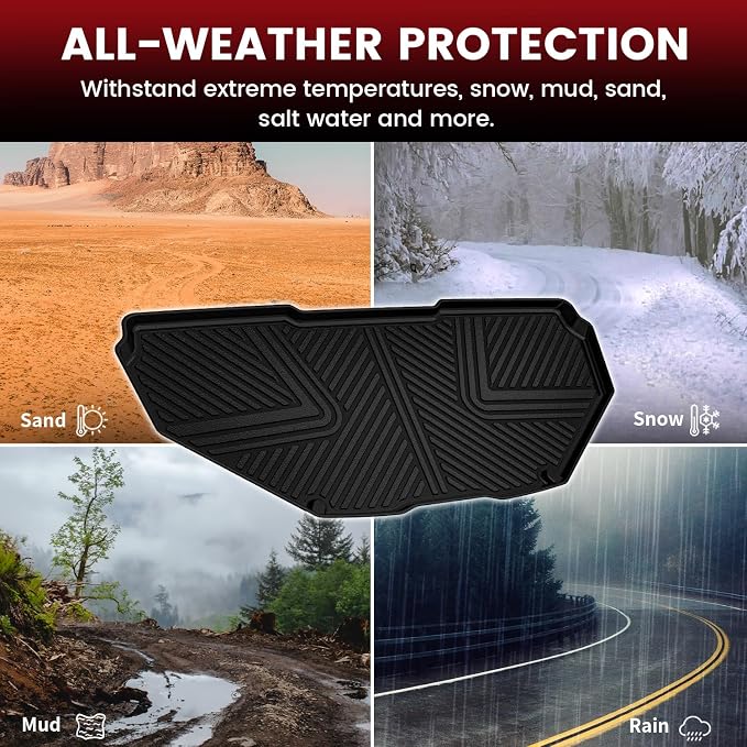 LASFIT Front Trunk Mats for Rivian R1T & Rivian R1S 2024 2023 2022, All Weather Frunk Mats TPE Front & Rear Cargo Liner Custom Fit R1T & R1S Cargo Mat Black, Tasteless, Durable and Easy to Clean