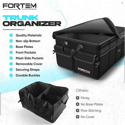 FORTEM Trunk Organizer For SUV Car Trunk Organizer, Foldable Storage, Car Accessories for Women Men, Collapsible Bag, 600D Oxford, Non Slip Bottom, Straps, Soft Cover (65L)