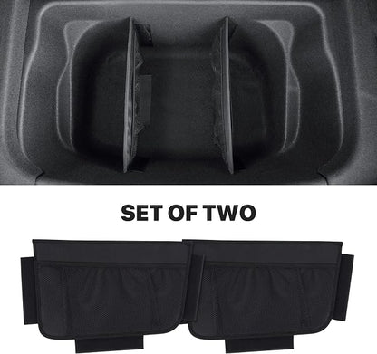 KMMOTORS Sub Trunk Divider of under-floor Compatible for Model Y, Model 3 (2017-2023) – Hidden Trunk Organizer – Dividers with Mesh Pockets for Storage Separation (Set of 2)