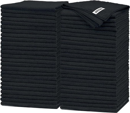 FIXSMITH Black Microfiber Cleaning Cloth -Pack of 50, Highly Absorbent Cleaning Rags, 16"X12" All Purpose Cleaning Towels for Housekeeping, Kitchen, Car, Lint Free and Reusable Microfiber Towels