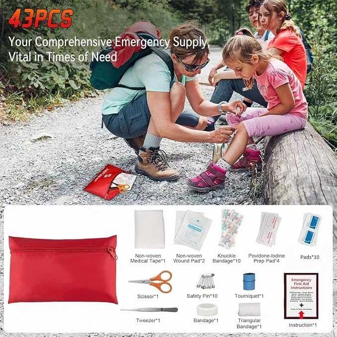 Roadside Emergency car kit for Vehicles, Car First Aid Emergency kit with Portable Air Compressor, Heavy Duty Jumper Cables, Tow Strap, Road Trip Essentials Safety kit, New Driver Gifts