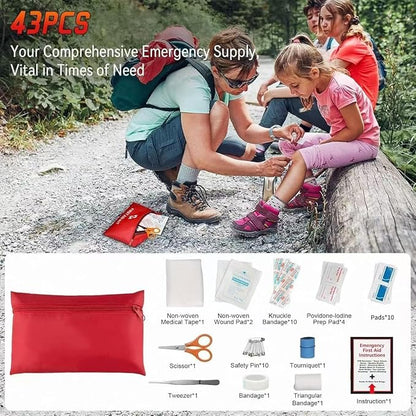Roadside Emergency car kit for Vehicles, Car First Aid Emergency kit with Portable Air Compressor, Heavy Duty Jumper Cables, Tow Strap, Road Trip Essentials Safety kit, New Driver Gifts