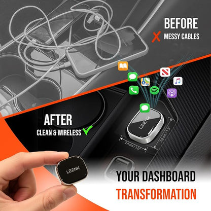 LEENK Wireless CarPlay & Android Auto Adapter [2025 Upgrade], Aero-Aluminum Body & 2.5D Glass | Sleek Plug & Play | Dual-Band 5GHz | 98% Compatibility with Wired CarPlay & Android Auto (Black)