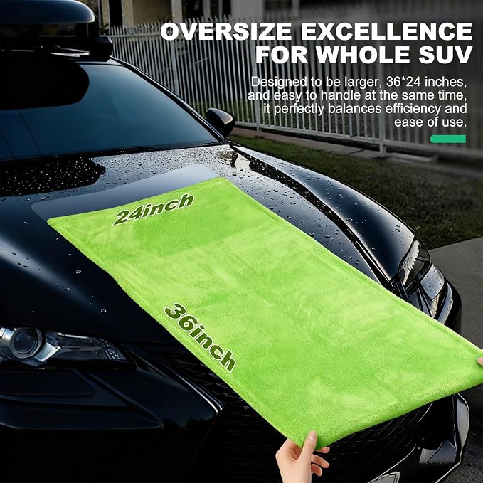 BRUSH FAMILY 3 Pack Car Microfiber Towels with Car Wash Mitt, 1200 GSM 35”x24”& 16"x16" Microfiber Car Drying Towels Ultra-Absorbent, Streak Free, Premium Double Twisted-Loop Cleaning Cloth