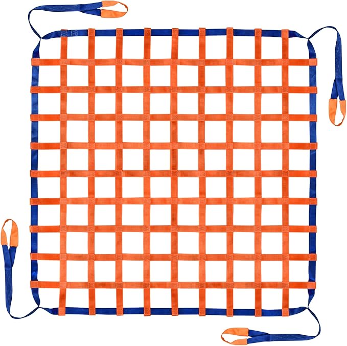4.92' x 4.92' Cargo Lifting Nets - Flat Polyester Sling Hoisting Net - Max. Load Capacity: 2200lbs