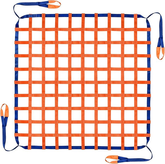 4.92' x 4.92' Cargo Lifting Nets - Flat Polyester Sling Hoisting Net - Max. Load Capacity: 2200lbs