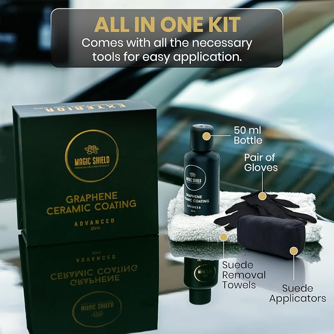 Magic Shield Graphene Coating for Cars │ Self-Healing, 5+ Years Durability │ Advanced SiO2 Ceramic Protection - High Gloss, Anti-Scratch - Perfect for Cars, Motorcycles, Marine, and RVs