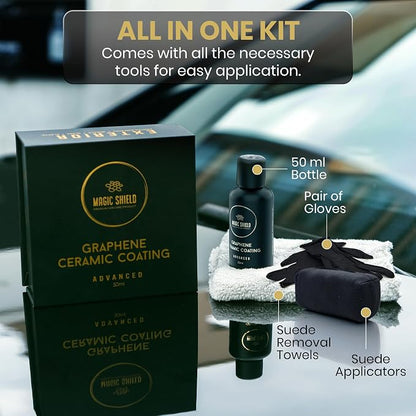 Magic Shield Graphene Coating for Cars │ Self-Healing, 5+ Years Durability │ Advanced SiO2 Ceramic Protection - High Gloss, Anti-Scratch - Perfect for Cars, Motorcycles, Marine, and RVs