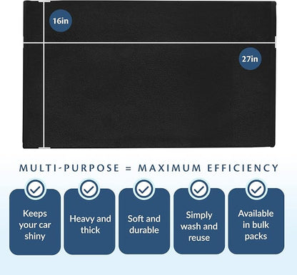 Cotton Towels for Multiple Use, 100% Ring Spun Cotton Towel Set, Heavy Duty - Super Absorbent Cleaning Towels for Car and Home - 16” X 27” (12 Pack, Black)