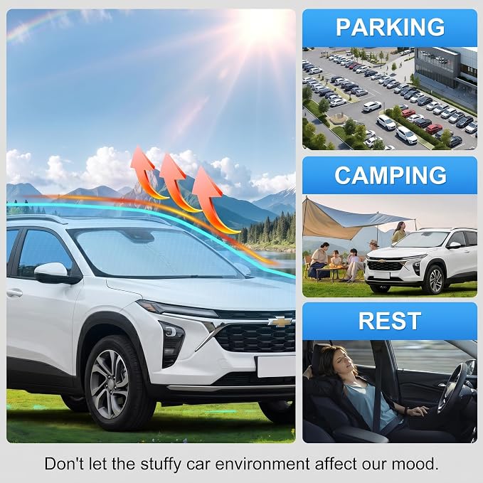 Custom Fit Windshield Sun Shade for Chevrolet Chevy Trax 2013-2026 | Custom Fit Windshield Cover, Blocks UV Rays, Double-Layer Heat Shield, Durable Frame, Easy Fold & Storage