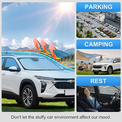 Custom Fit Windshield Sun Shade for Chevrolet Chevy Trax 2013-2026 | Custom Fit Windshield Cover, Blocks UV Rays, Double-Layer Heat Shield, Durable Frame, Easy Fold & Storage