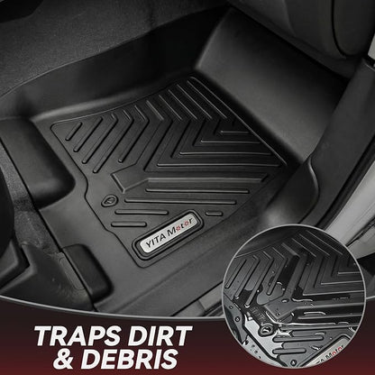 YITAMOTOR Floor Mats Compatible with 2019-2024 Dodge Ram 1500 Crew Cab (New Body), with 1st Row Bucket Seats, No Rear Under Seat Storage Box, Custom Fit Floor Liners 1st & 2nd Row