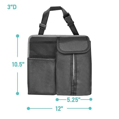 FH Group Hanging Car Organizer with Tissue Holder, GRAY Car Back Seat Organizer,E-Z Travel Organizer,Toys Car Storage Organizer, Kids Travel Storage for Baby Wipes, Food Holder Organizer