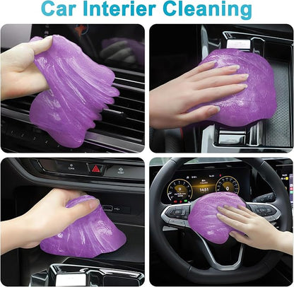 FiveJoy Car Cleaning Gel Kit - Universal Car Detailing Putty for Car Interior - Reusable Clean Goop Cleaner Supplies Auto Slime for Home, Office, Keyboard, Computer (Purple, 3Pack (16.8oz))