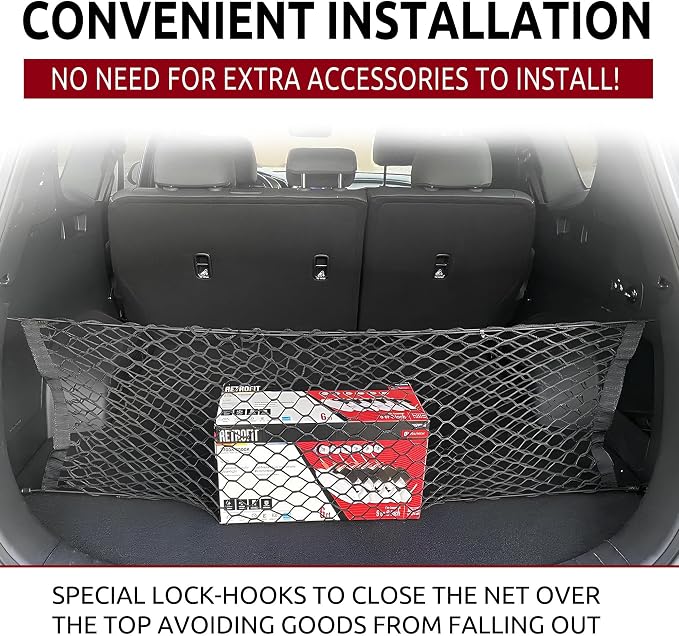 Envelope Style Trunk Mesh Cargo Net for Hyundai Santa FE SE SEL 2021-2026 - Car Accessories - Premium Trunk Organizers and Storage - Cargo Net for SUV - Vehicle Carrier Organizer for Hyundai Santa Fe