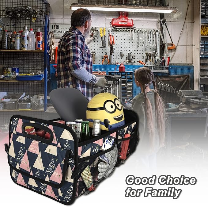 Deosk Trunk Organzier and Storage with Reinforced Handles,Car Accessories for Women/Men 50L Waterproof Polyester for Car/SUV/Minivan/Truck(Medium, Triangle)