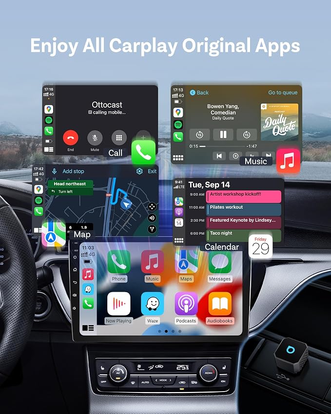 OTTOCAST Mini 3.0 (Pot) 2025 2-in-1 Wireless CarPlay/Android Auto Adapter, 5GHz WiFi, Auto Connect for 2016+ Cars