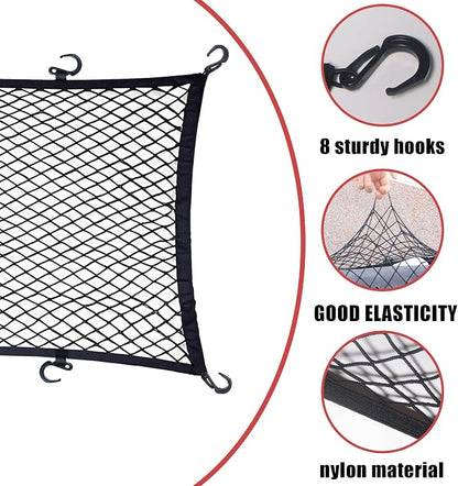 Cargo Net for Utility Folding Wagon, Beach Cart,Trolley Cart, Wagon net Cover,Garden Cart Cover Net - Elastic Heavy Duty Nylon Net with 8 Hooks (35.5"×23.6" to 71"×47")(8)