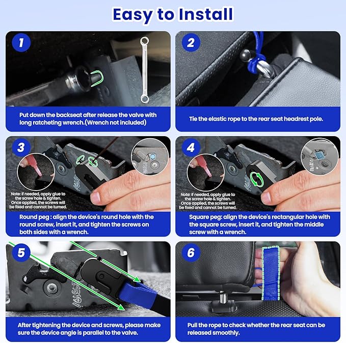Kaishengyuan Upgraded Rear Seat Quick Release with Elastic Rope Compatible with Ford F-150 (2009+) & F-250/350 (2017+)