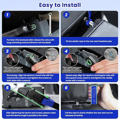 Kaishengyuan Upgraded Rear Seat Quick Release with Elastic Rope Compatible with Ford F-150 (2009+) & F-250/350 (2017+)