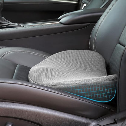 2 in 1 Car Seat Cushion Lumbar Pillow - Comfort Memory Foam Seat Cushion for Driving, Office - Sciatica-Back Pain Relief, Car Cushion for Car, Truck, Office, Wheelchair (Grey)