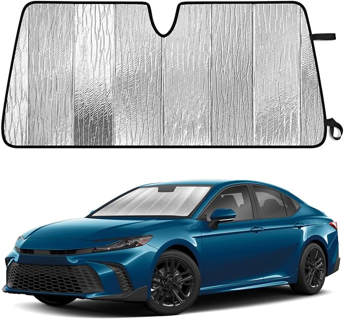 EcoNour Accordion Foldable Windshield Sun Shade Fit for Toyota Camry 2025-2024 2025 2026 Sunshade, Front Car Window Shades Sun Visor, Blocks UV Rays & Heat, Car Accessories