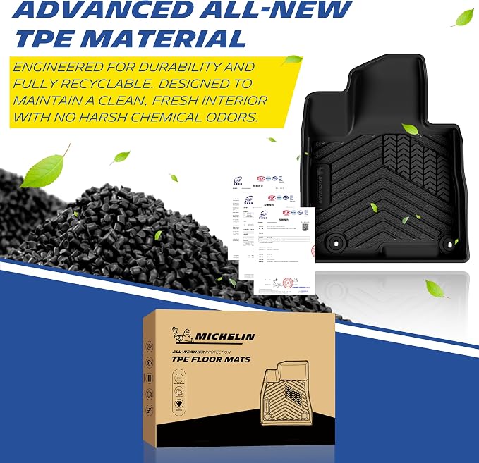 Michelin Vehicle Mats, All-Weather TPE Custom Fit Liner for 2022+ Hyundai Tucson Gas (3 Piece), Premier