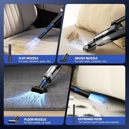 MONOZEL Handheld Vacuum Cleaner, 18000Pa 2 in 1 Cordless Car Vacuum Cleaner&Air Duster, 130W Brushless Motor with 7800mAh Battery, LED Light and Multi-Nozzles, Portable for Home, Car, Office, Pet