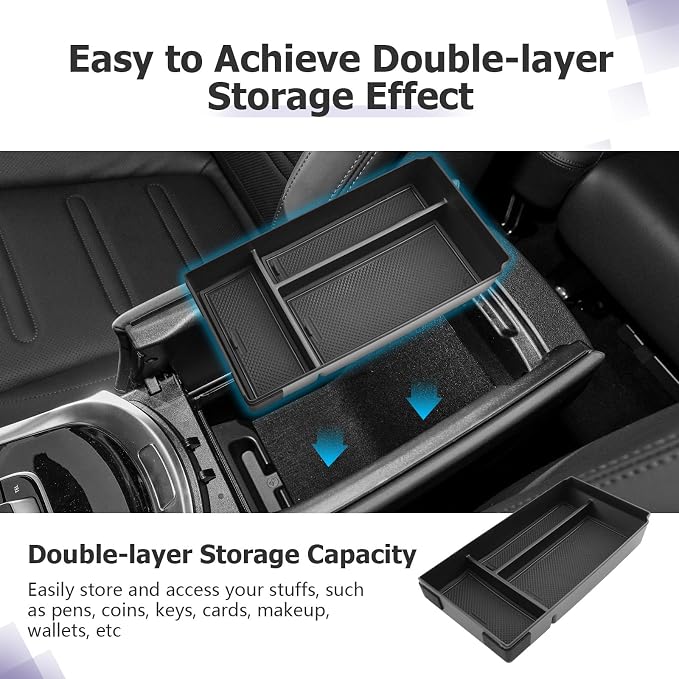 LUWU Center Console Organizer Compatible with 2019-2025 Benz G-Class G550/G580/AMG G63/G500/G350/W463/W464/G-wagen Accessories Armrest Console Storage Box Insert Tray ABS Material Coin Container Black