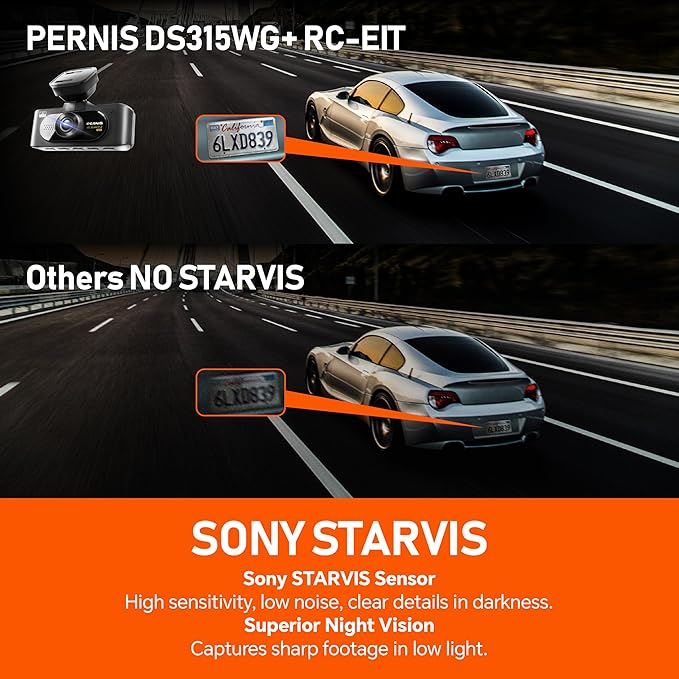 PERNIS 4K Dash Cam Front and Rear, STARVIS 2 IMX675 Sensor, HDR Super Night Vision, 24H Parking Mode,5.8GHz WiFi-20MB/s Fast Download with APP, Dash Camera for Cars with ADAS, 3.16" LCD(DS315 Plus)