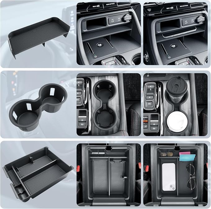 BIBIBO 3Pack for 2026 Honda Pilot Console Organizer 2026 Honda Pilot Center Console Insert Tray +Cup Holder+ Pilot Insert Divider Slot Box Secondary