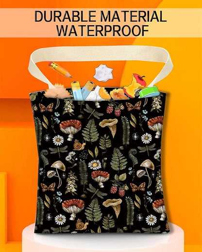 Hanging Car Trash Can Bag - Boho Brown Mushroom Design, Back Seat Organizer for Travel, Camping, Vehicle Accessories