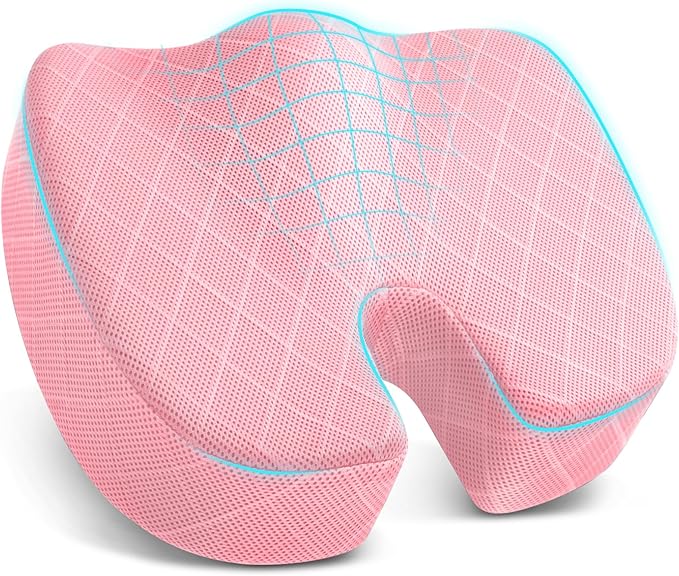 TushGuard Seat Cushion - for Office Chair, Car Seat, Airplane, Bleacher - Sciatica & Coccyx Pain Relief Desk Chair Cushion for Long Sitting Office Workers, Car Drivers(Pink, XXX-Large)